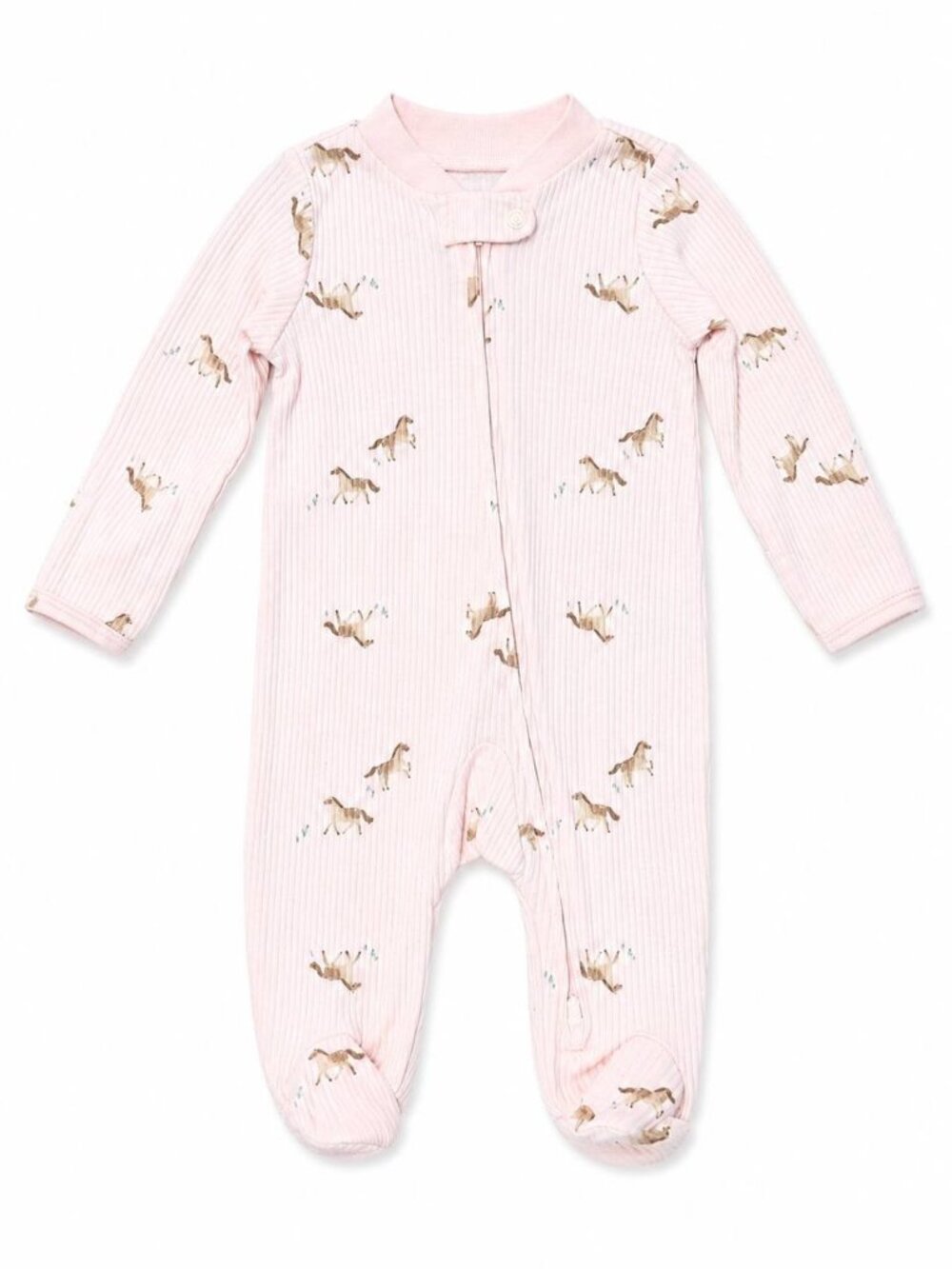 Carter's Baby Girl 3M Zip Footed Sleeper Pink Ribbed Horse Print New